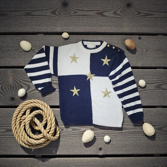 Nautical Star Sweater - Navy and White - Picture 2 of 9